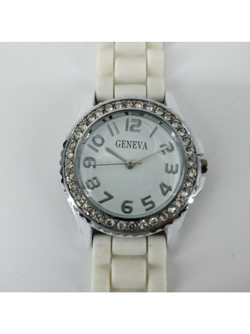 Geneva Rhinestone Womens Watch Wristwatch Silicone Jelly Rubber Circle Round